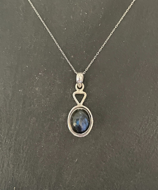 Oval Labradorite and Silver Pendant image 0