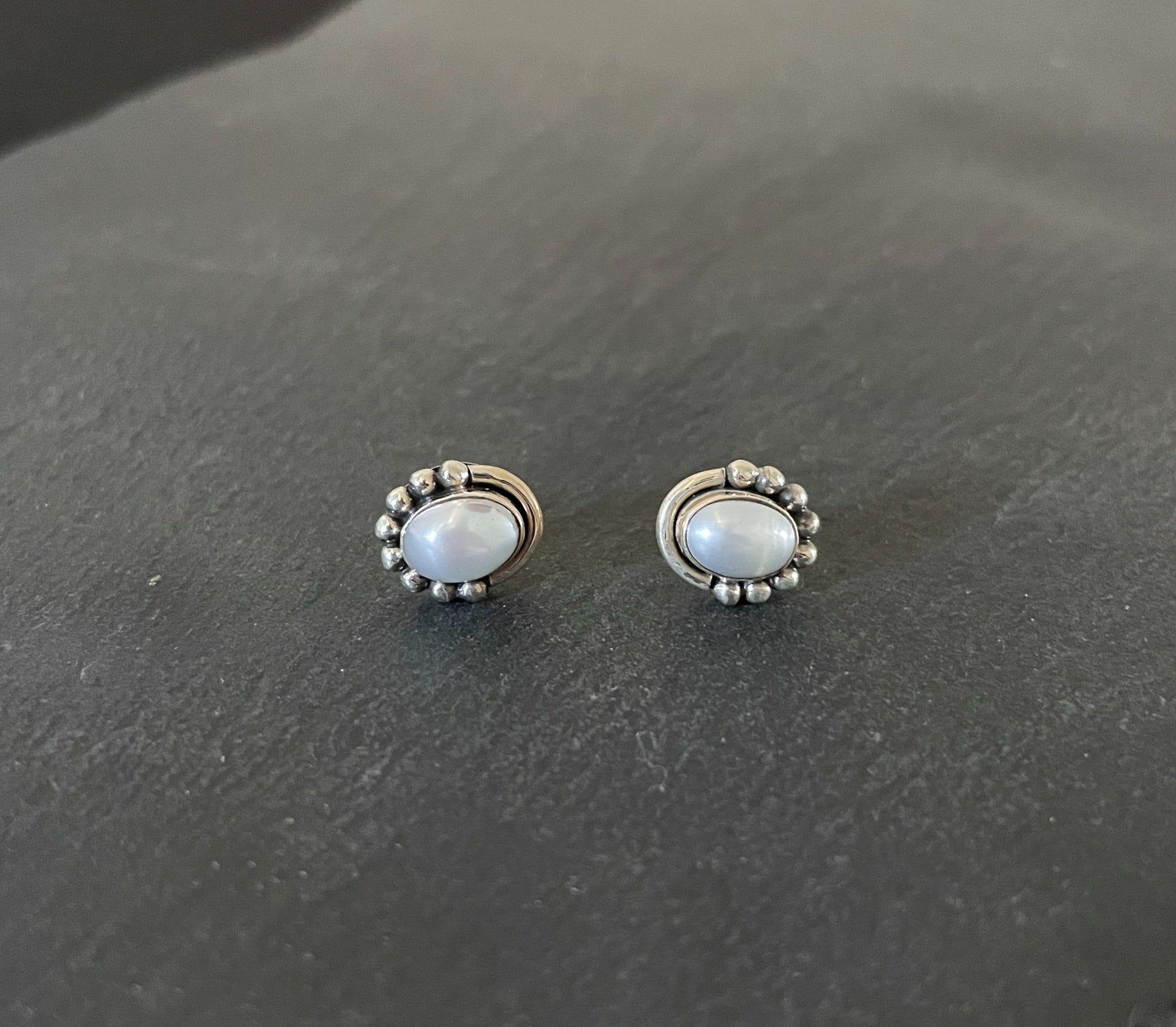 Oval Pearl Stud Earrings image 0