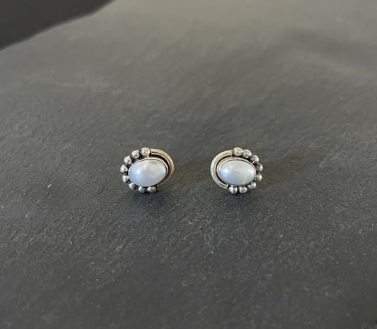 Oval Pearl Stud Earrings image 0