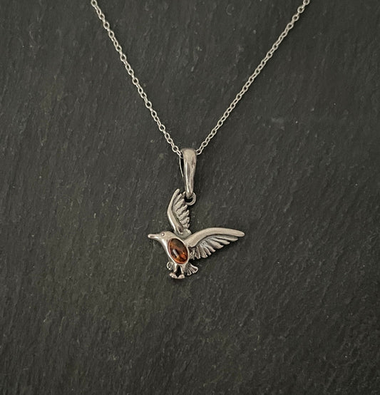 Amber and Silver Dove Pendant image 0