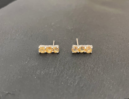 Three Stone Citrine Stud Earrings image 0