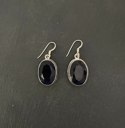 Large Sapphire Oval Drop Earrings image 0