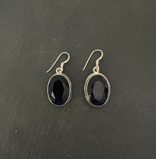 Large Sapphire Oval Drop Earrings image 0