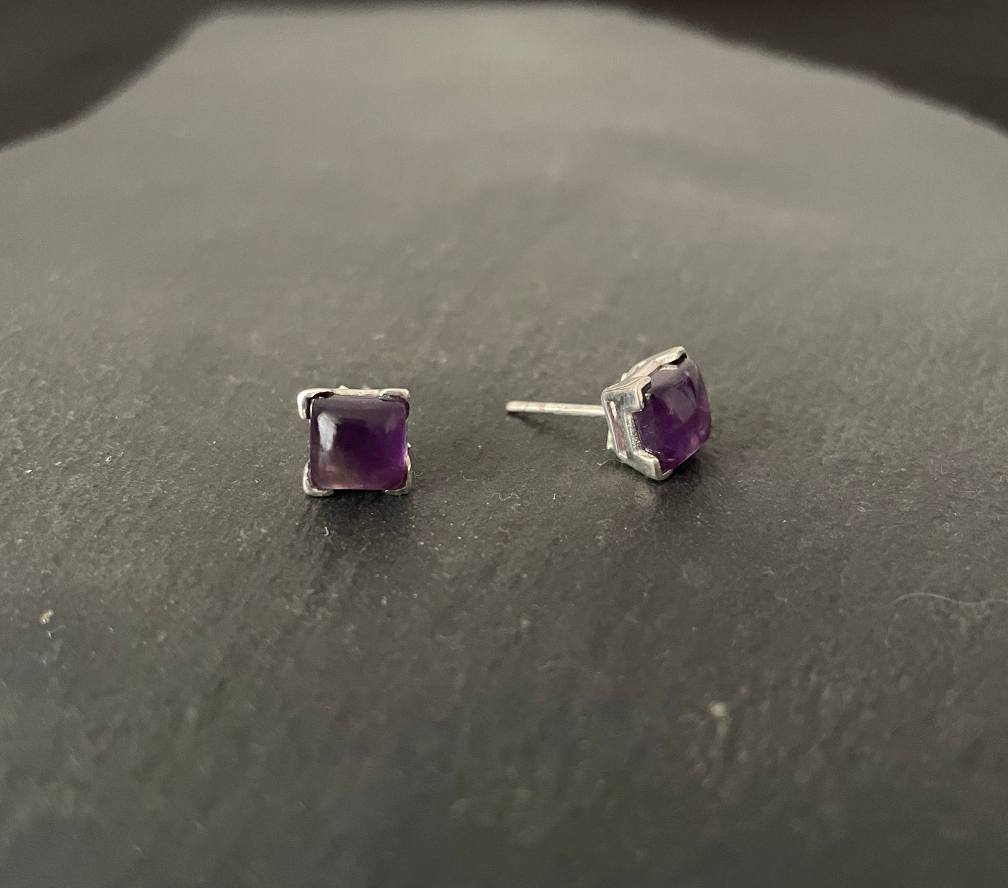 Amethyst Square Stud Earrings image 1