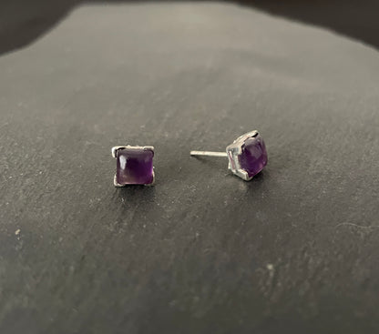 Amethyst Square Stud Earrings image 1