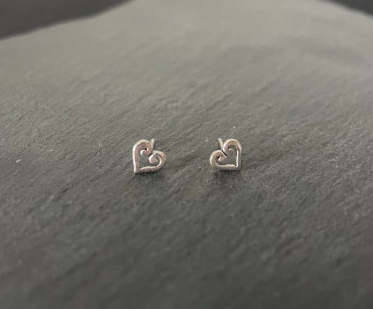 Silver Heart Studs image 0