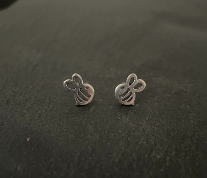 Silver Bumble Bee Studs image 0