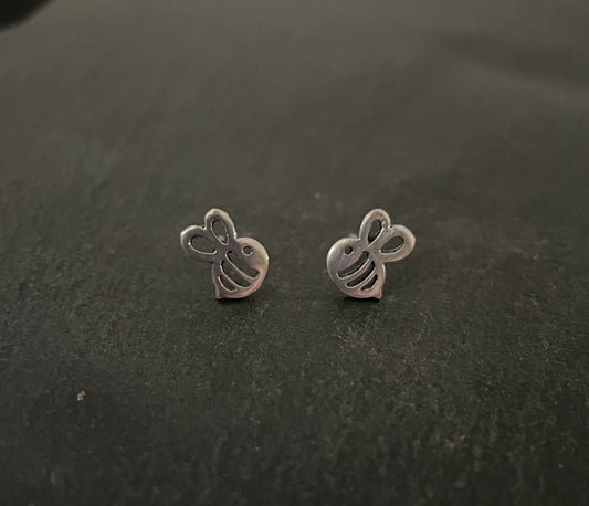Silver Bumble Bee Studs image 0