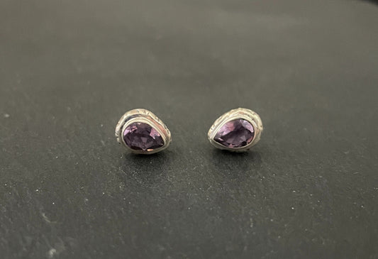 Amethyst Teardrop Stud Earrings image 0