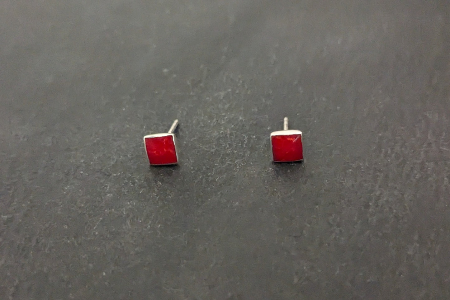 Coral Square Stud Earrings image 0