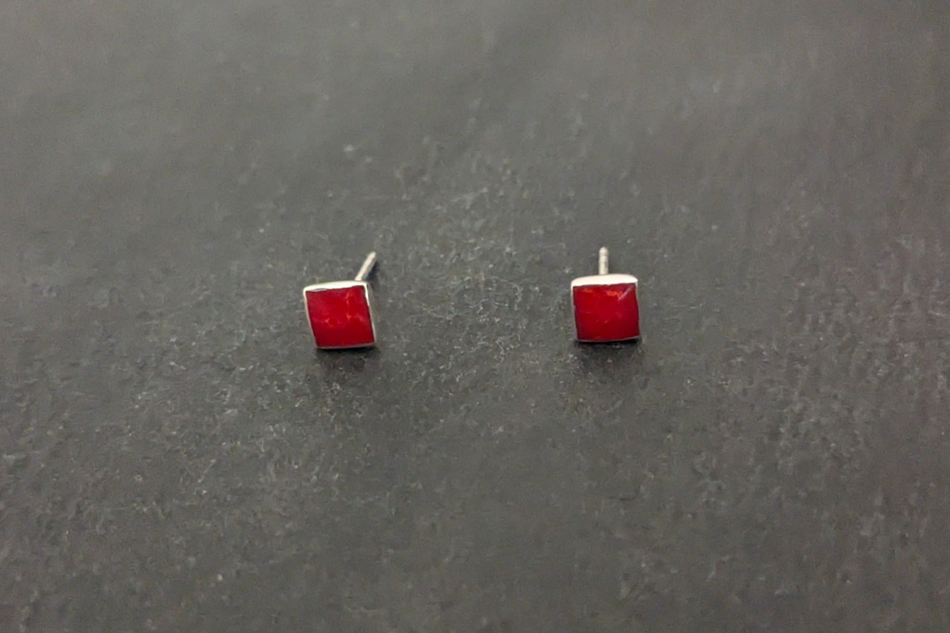 Coral Square Stud Earrings image 0