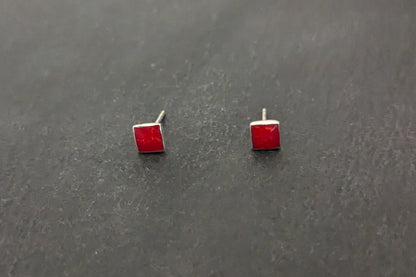 Coral Square Stud Earrings image 0