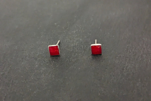 Coral Square Stud Earrings image 0