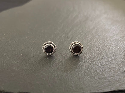 Round Smokey Quartz Stud Earrings image 0
