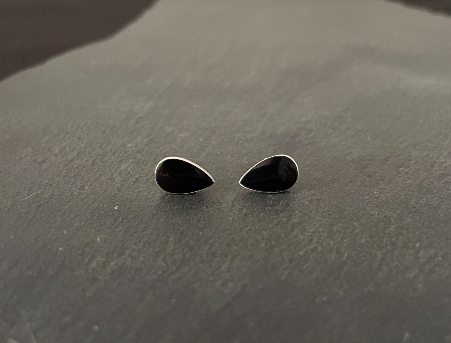 Black Onyx Teardrop Stud Earrings image 0