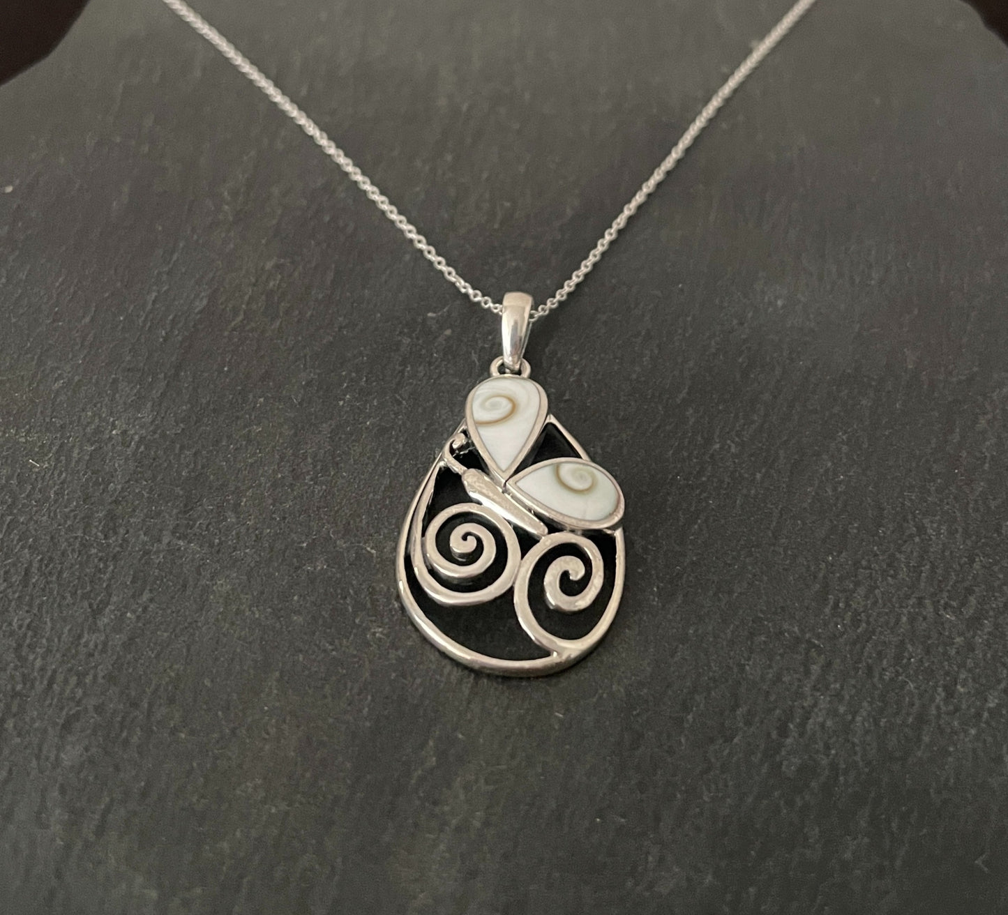 Shiva Shell and Silver Butterfly Pendant image 1