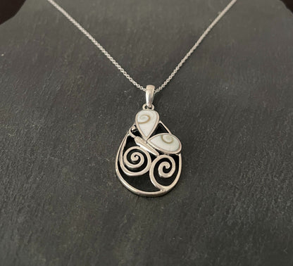 Shiva Shell and Silver Butterfly Pendant image 1