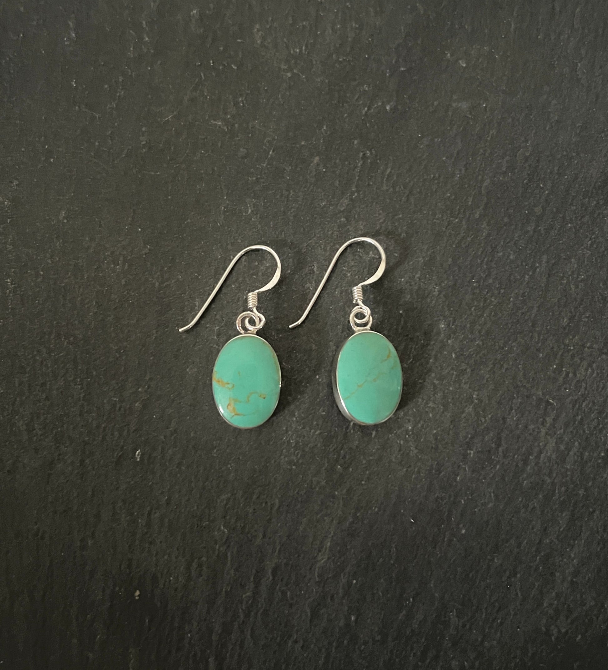Oval Turquoise and Silver Earrings image 0