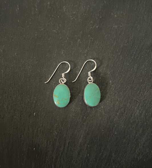 Oval Turquoise and Silver Earrings image 0