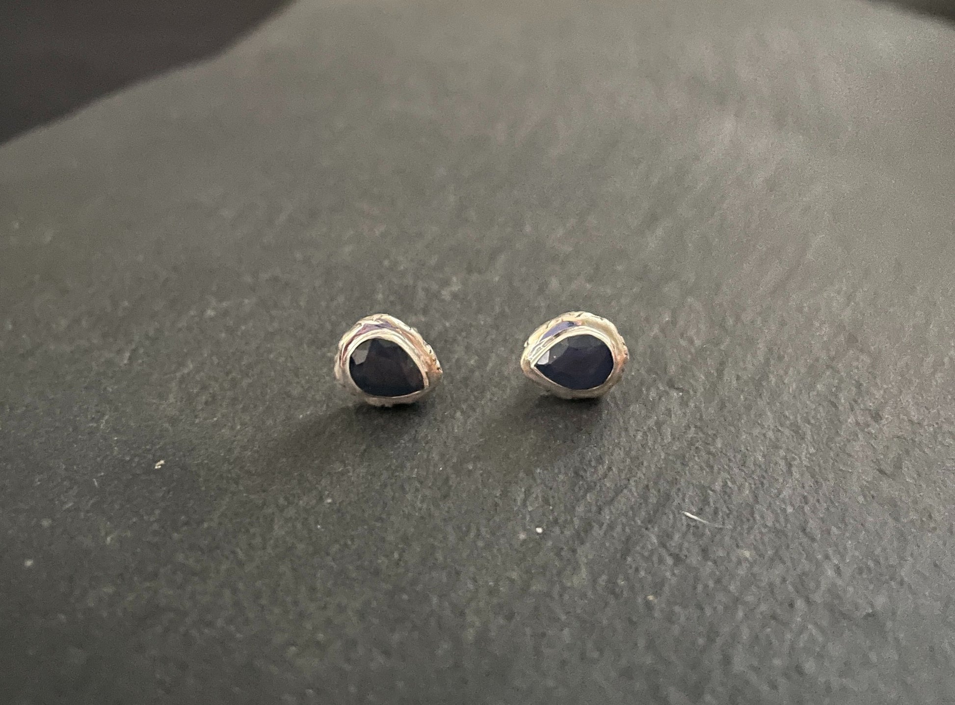 Sapphire and Silver Teardrop Studs image 0