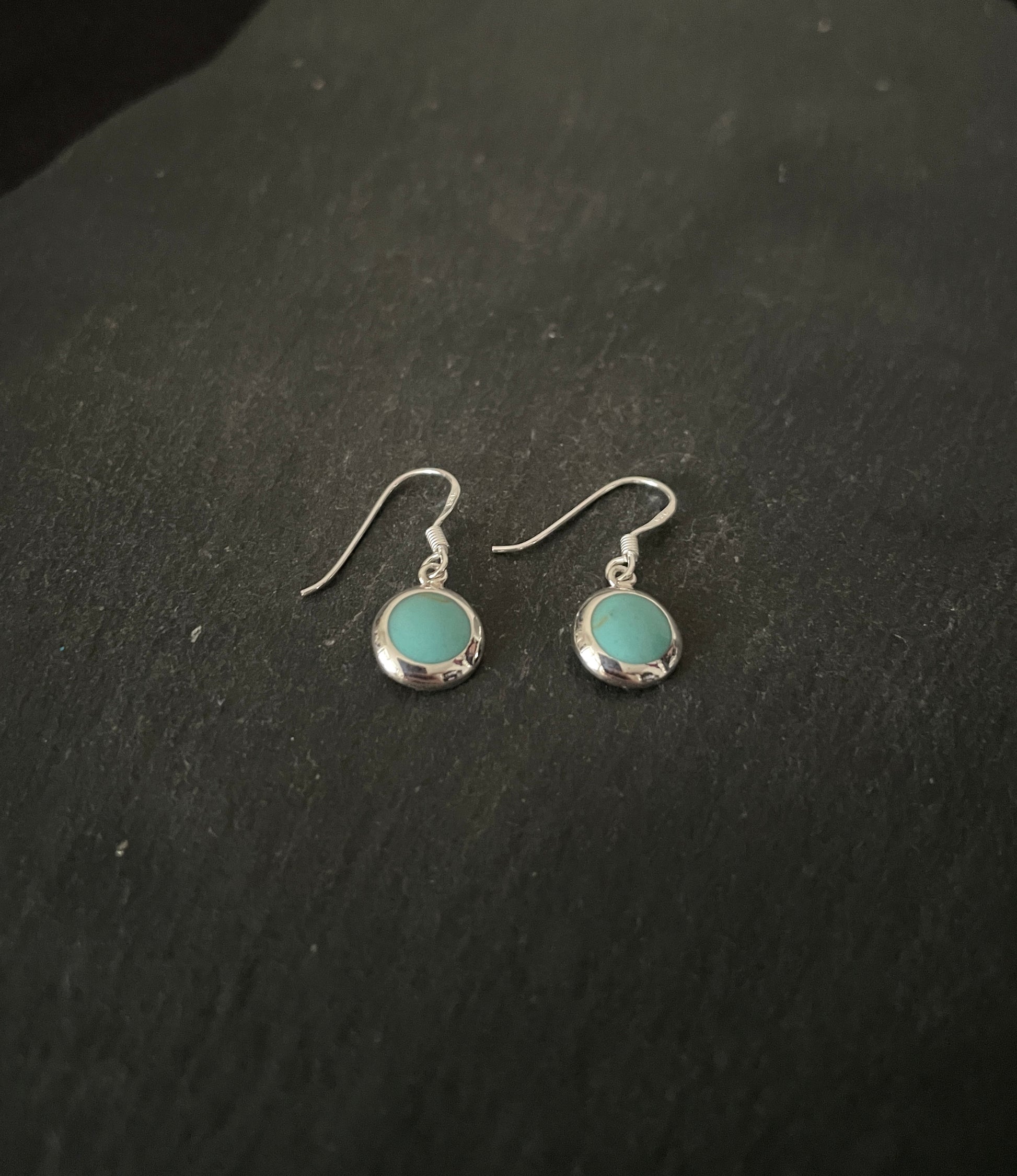 Round Turquoise and Silver Earrings image 1