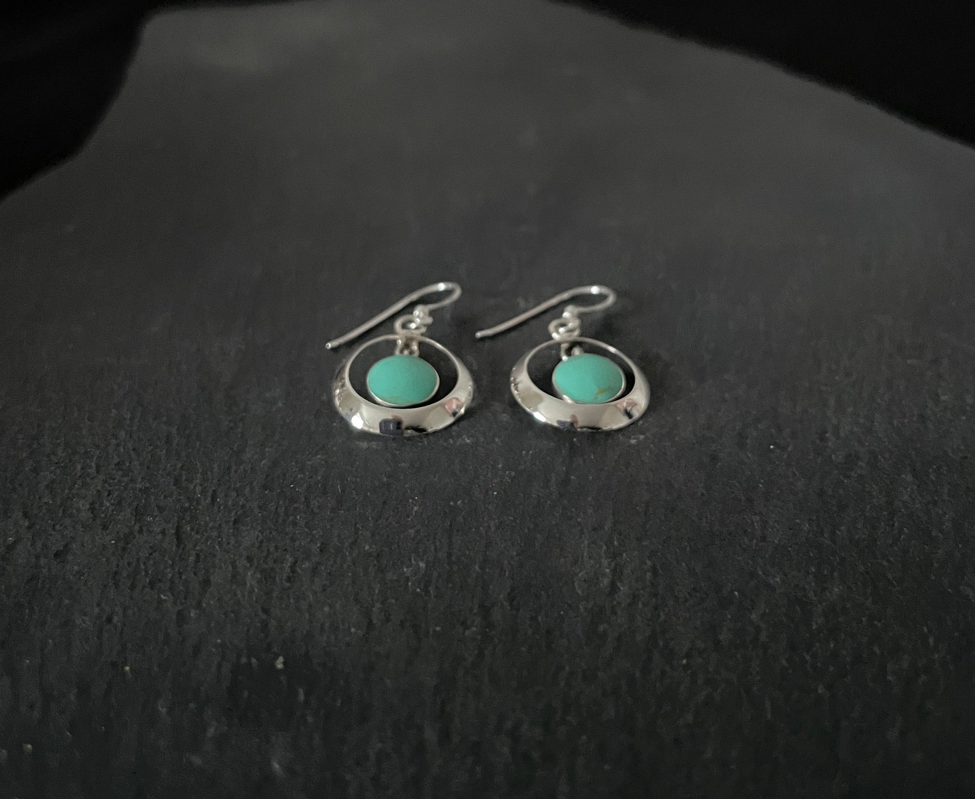 Round Turquoise and Silver Earrings image 1