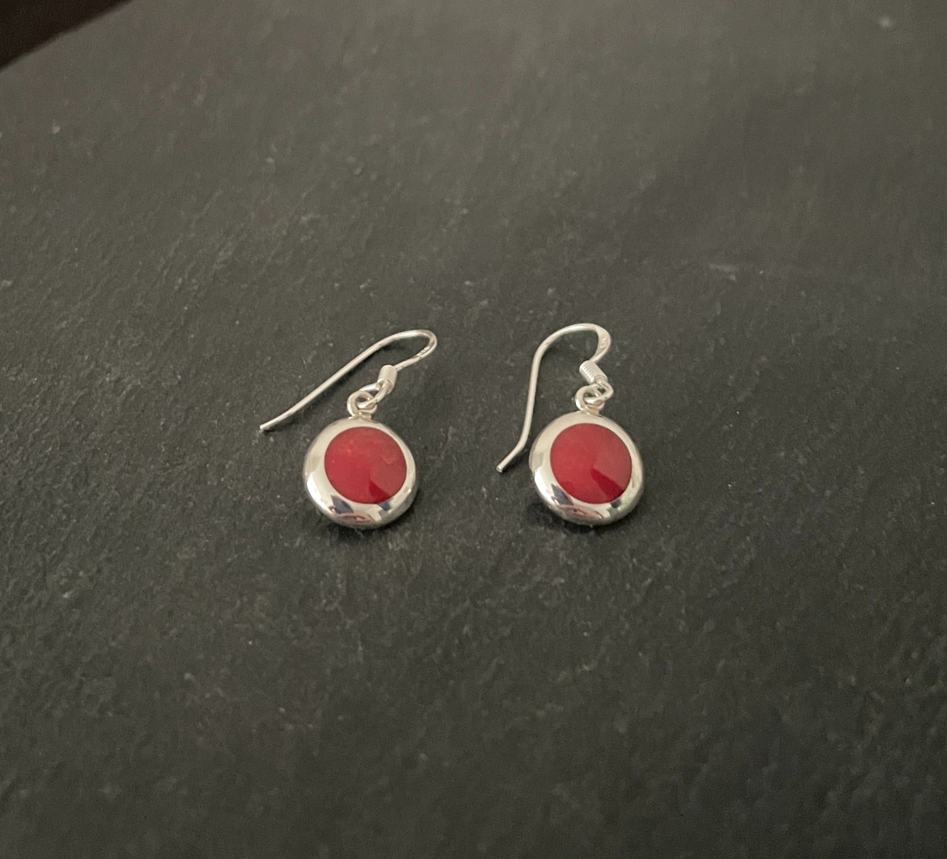 Round Coral Drop Earrings image 1