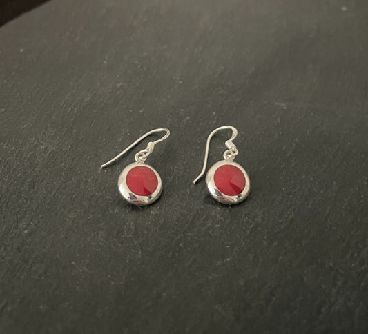 Round Coral Drop Earrings image 1