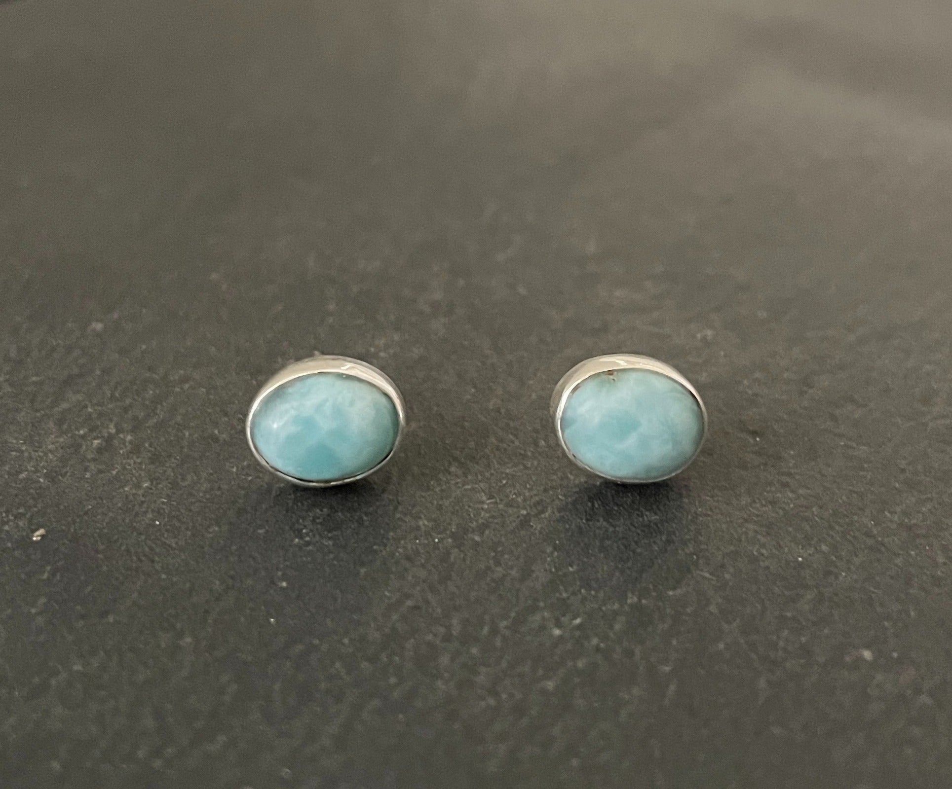 Oval Larimar Stud Earring image 0