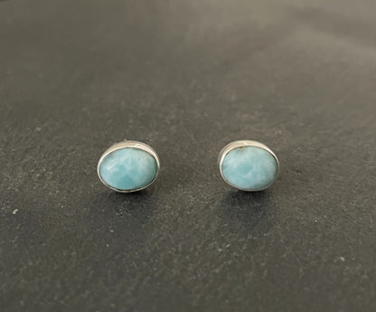 Oval Larimar Stud Earring image 0