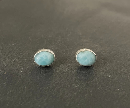 Oval Larimar Stud Earring image 0