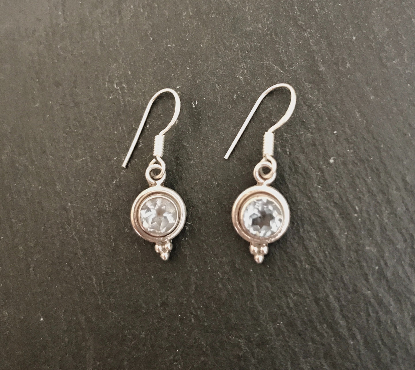 Round Blue Topaz Earrings image 0