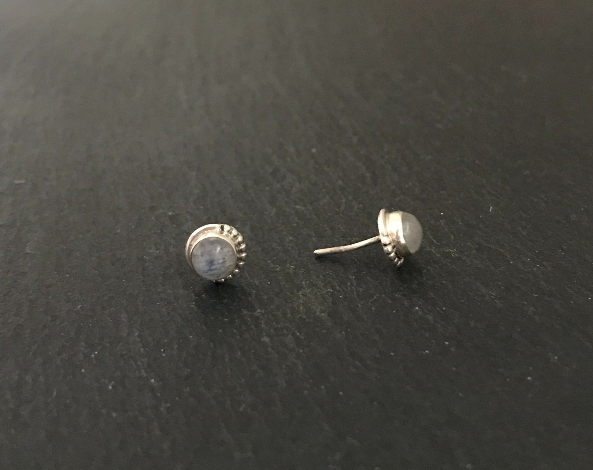 Round Moonstone Studs image 1