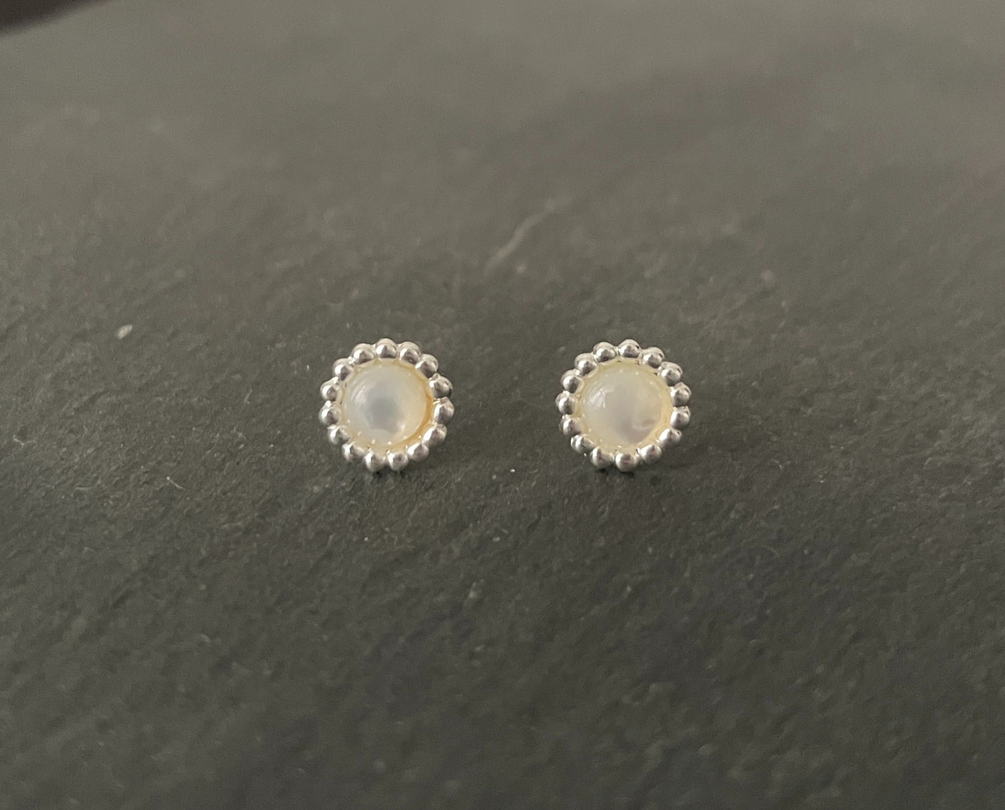 Mother of Pearl Round Stud Earrings image 0