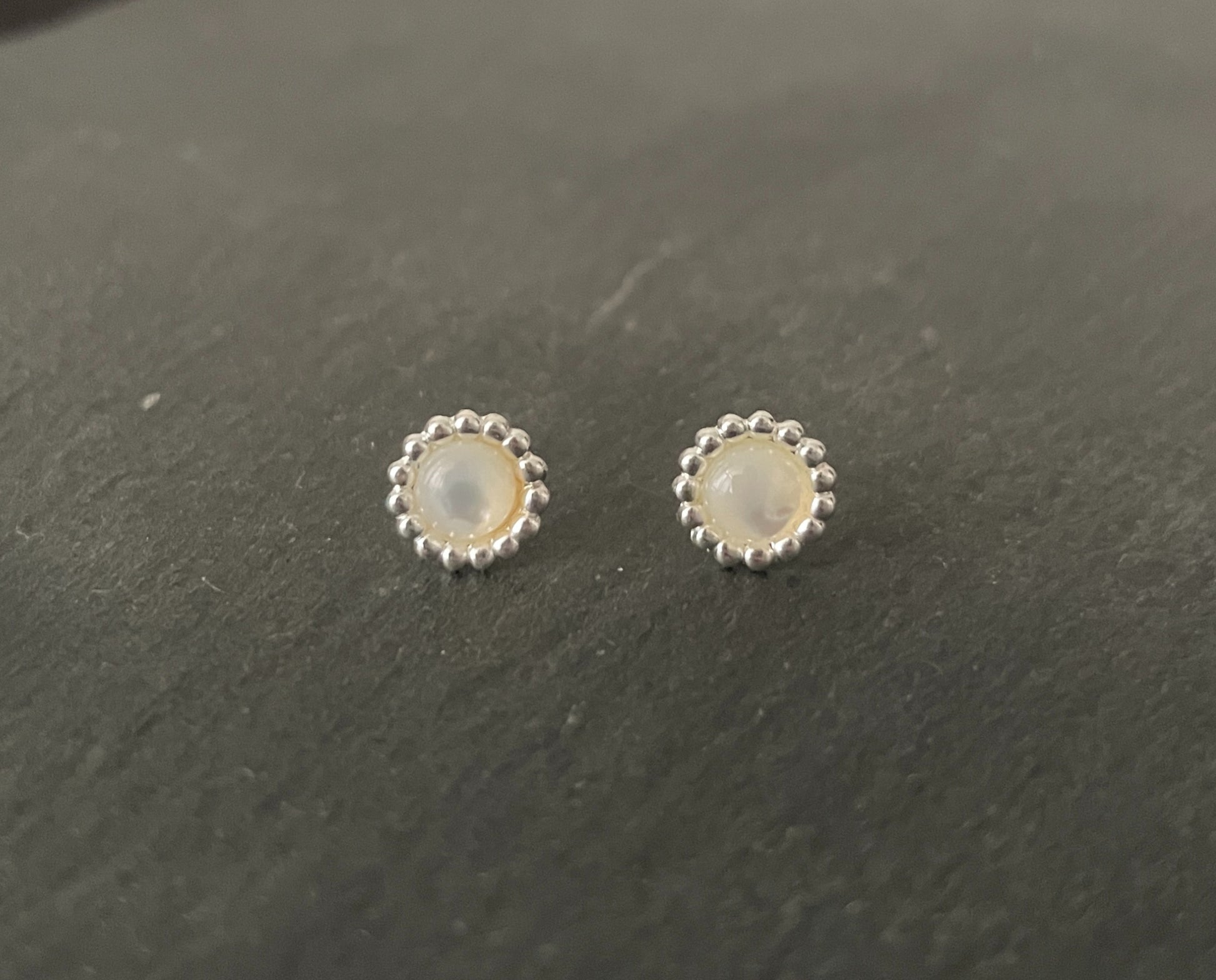 Mother of Pearl Round Stud Earrings image 0