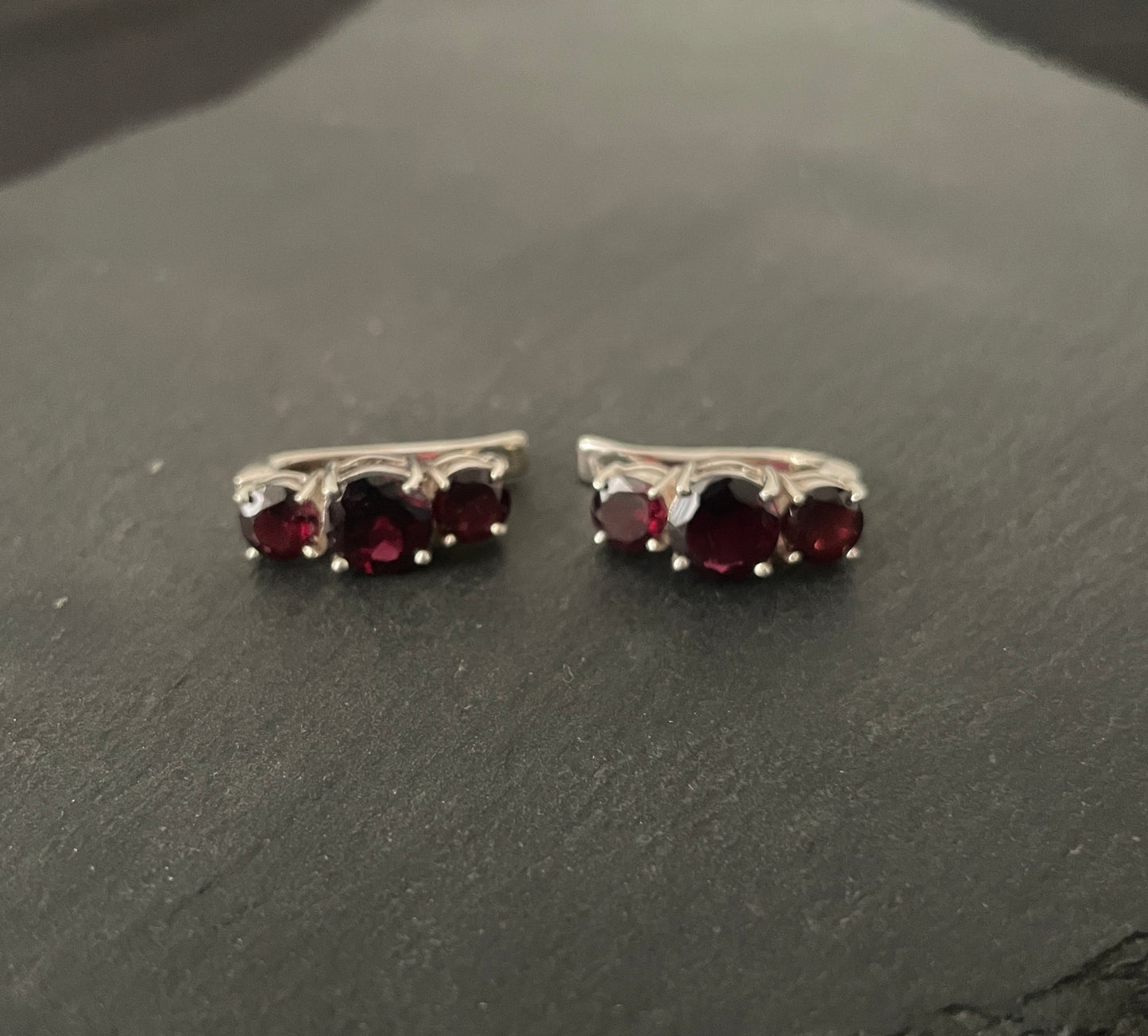 Garnet and Silver Studs image 0
