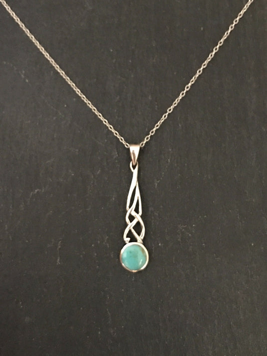 Round Turquoise Celtic Design Pendant image 0