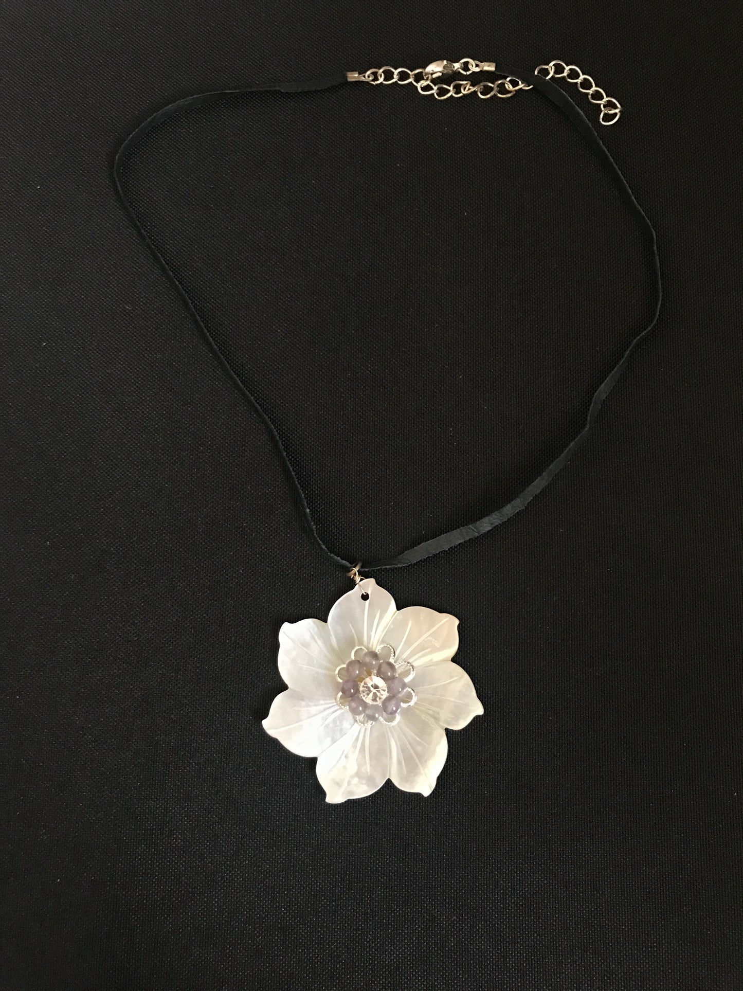 Mother of Pearl and Fluorite Flower Necklace image 1