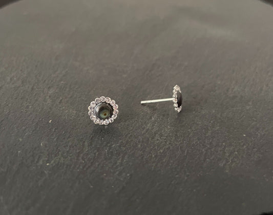 Paua Shell and Cubic Zirconia Studs image 1