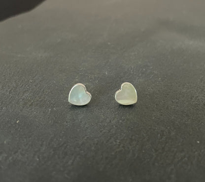 Mother of Pearl Heart Stud Earrings image 0