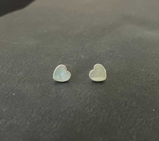Mother of Pearl Heart Stud Earrings image 0