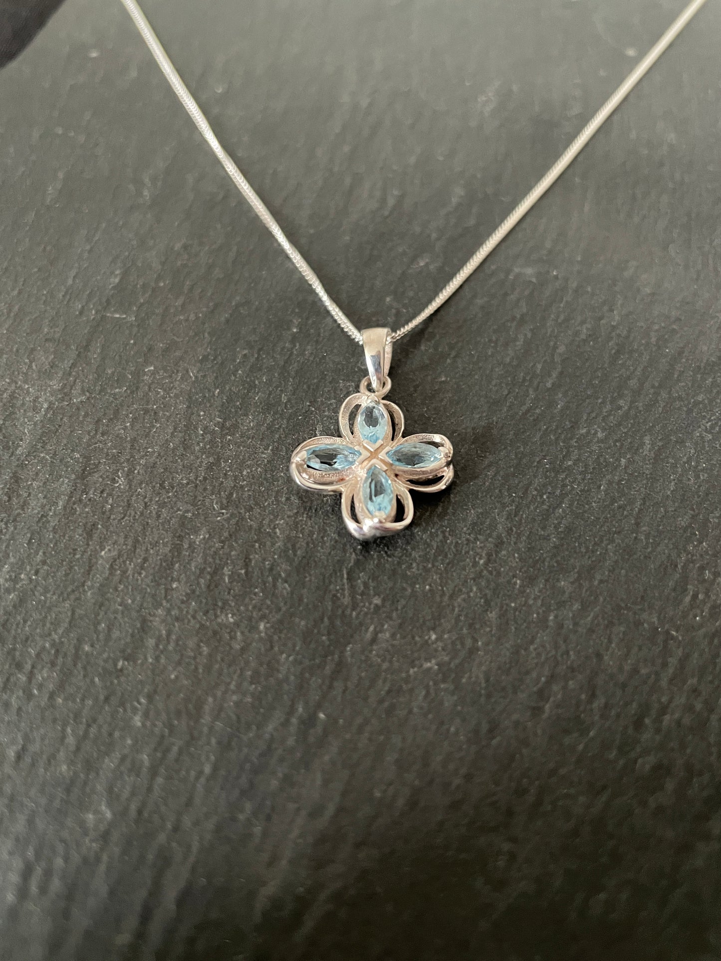 Coloured Cubic Zirconia Flower Pendant image 3