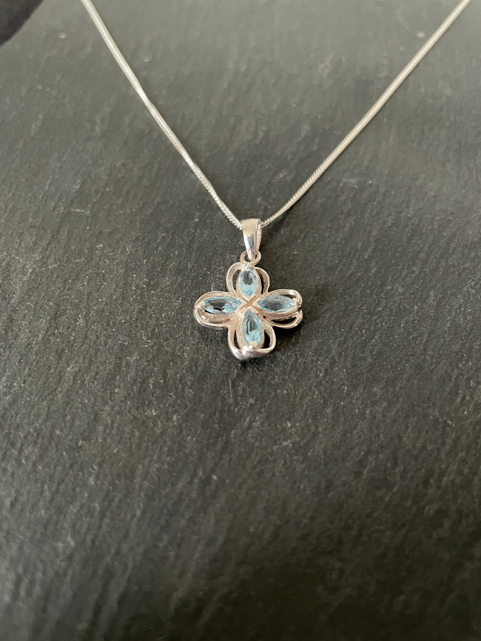 Coloured Cubic Zirconia Flower Pendant image 3