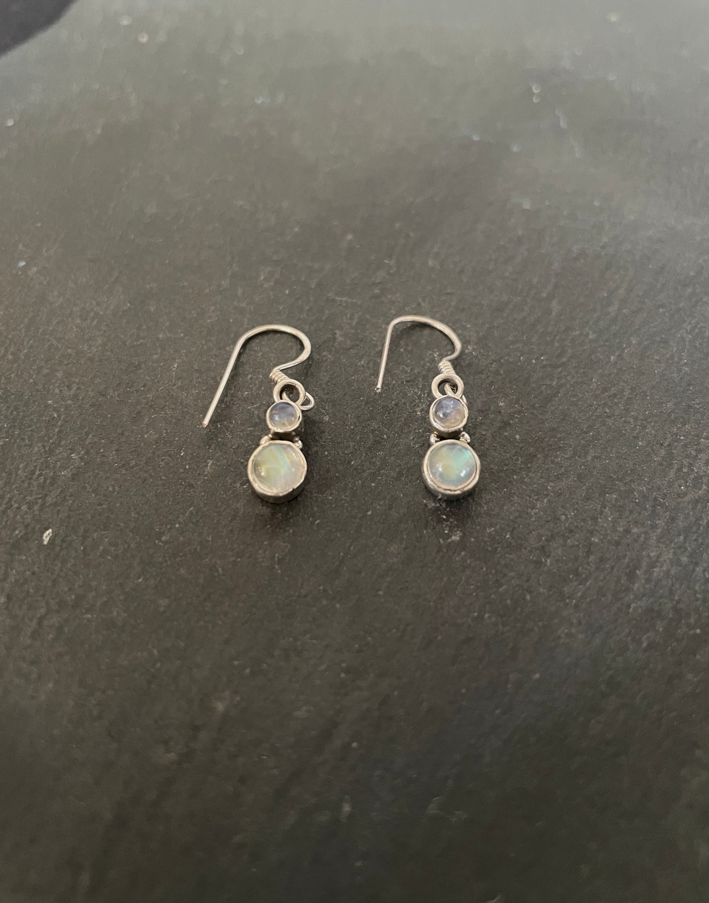 Moonstone Round Drop Earrings image 1