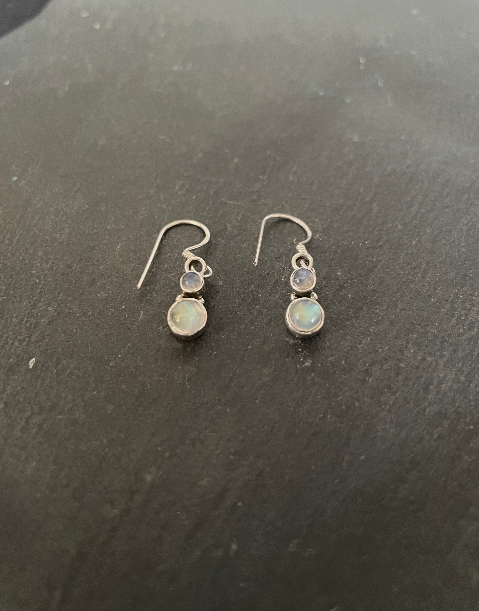 Moonstone Round Drop Earrings image 1