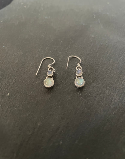 Moonstone Round Drop Earrings image 1