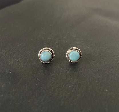 Round Larimar Stud Earrings image 0