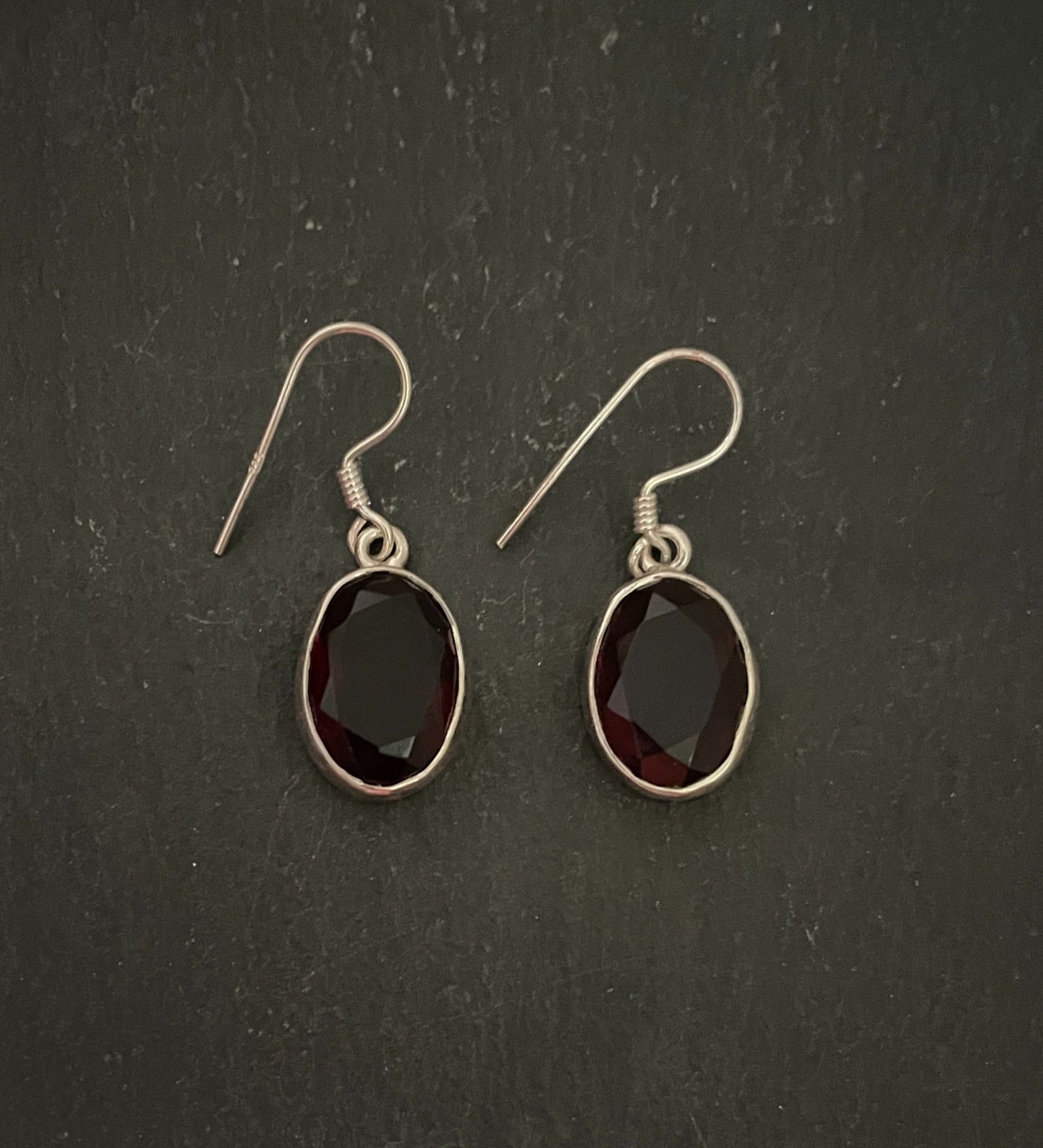 Oval Garnet Drop Earrings image 0