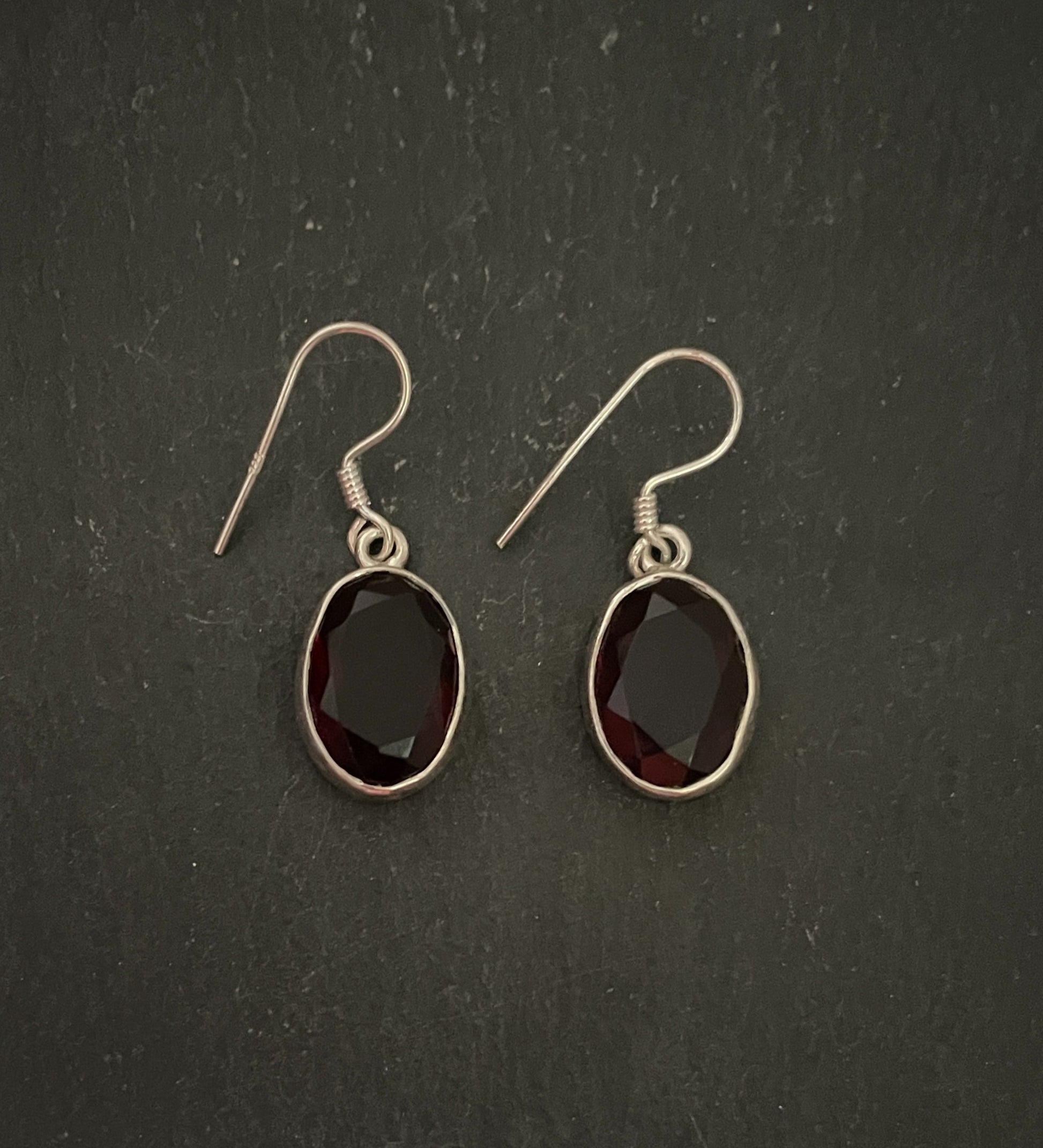 Oval Garnet Drop Earrings image 0