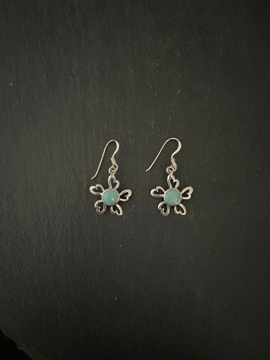 Turquoise Flower Earrings image 0